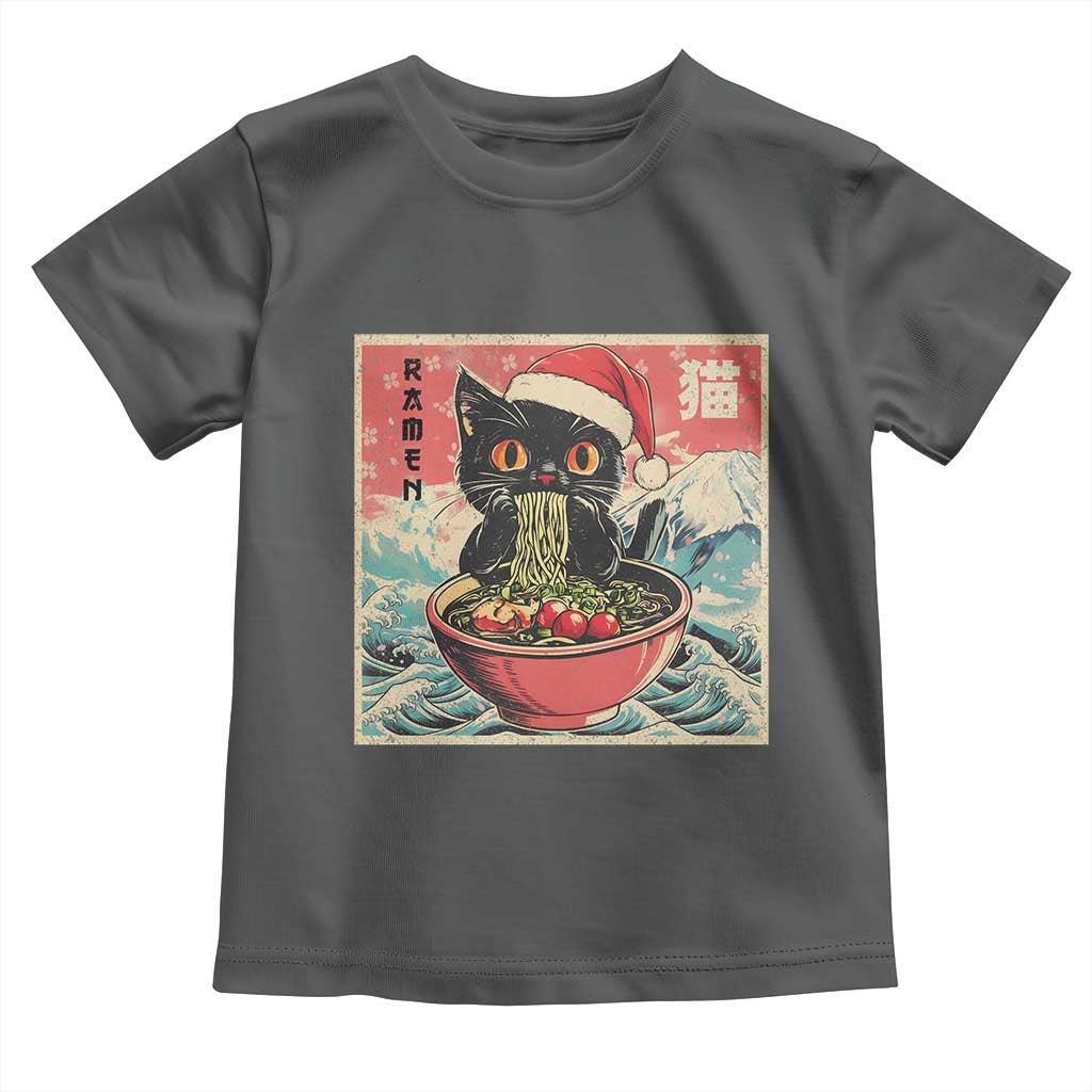 Cat Ramen Christmas Toddler T Shirt Japanese Kawaii Retro Cats Manga TS14 Dark Heather Print Your Wear