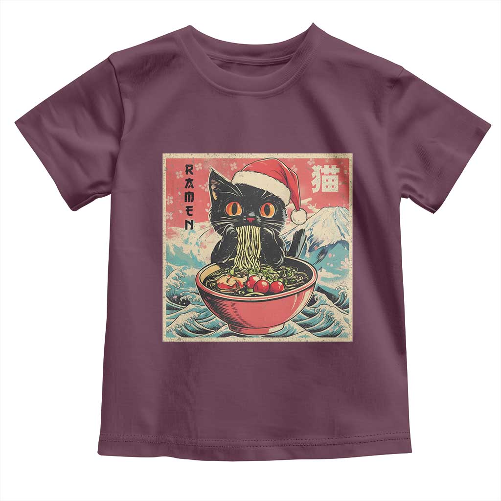 Cat Ramen Christmas Toddler T Shirt Japanese Kawaii Retro Cats Manga TS14 Maroon Print Your Wear