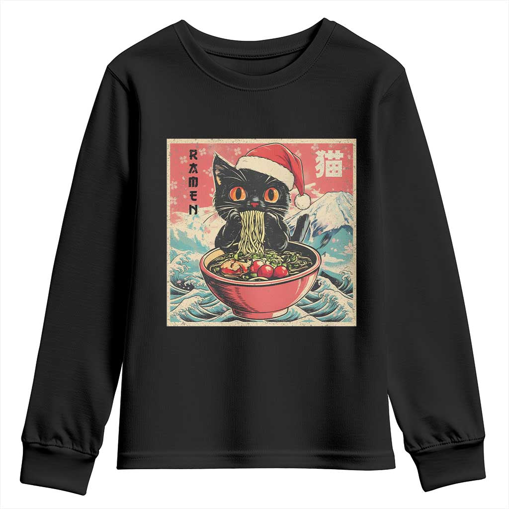 Cat Ramen Christmas Youth Sweatshirt Japanese Kawaii Retro Cats Manga TS14 Black Print Your Wear