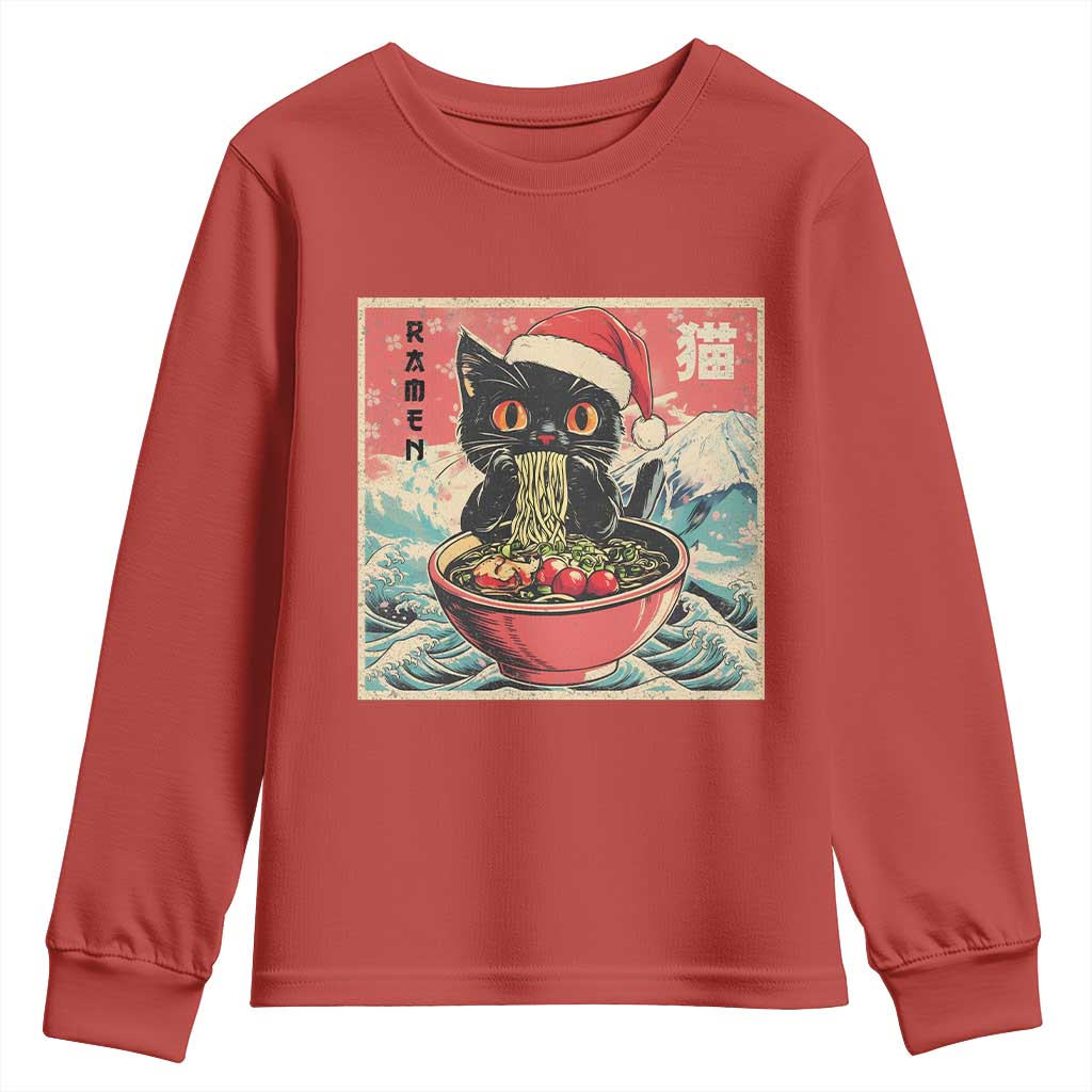 Cat Ramen Christmas Youth Sweatshirt Japanese Kawaii Retro Cats Manga TS14 Red Print Your Wear