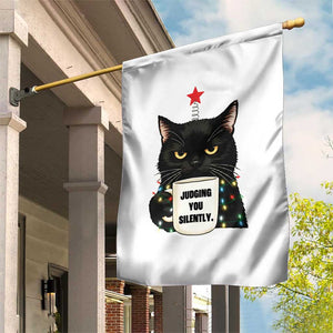 Funny Black Cat Christmas Garden Flag Judging You Silently TS14 Print Your Wear