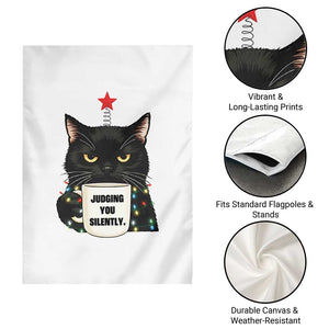 Funny Black Cat Christmas Garden Flag Judging You Silently TS14 Print Your Wear