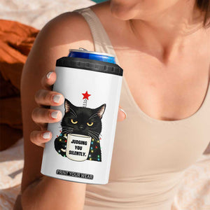 Funny Black Cat Christmas 4 in 1 Can Cooler Tumbler Judging You Silently TS14 Print Your Wear