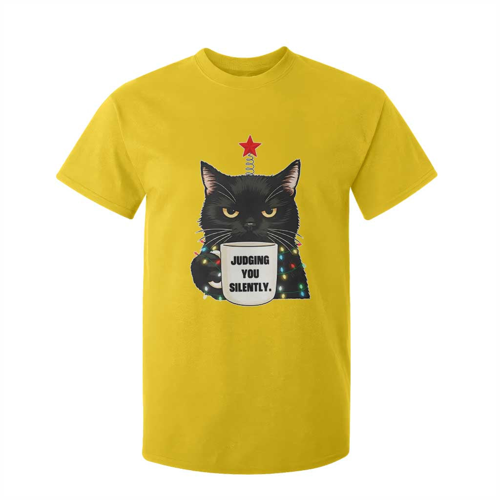 Funny Black Cat Christmas T Shirt For Kid Judging You Silently TS14 Daisy Print Your Wear
