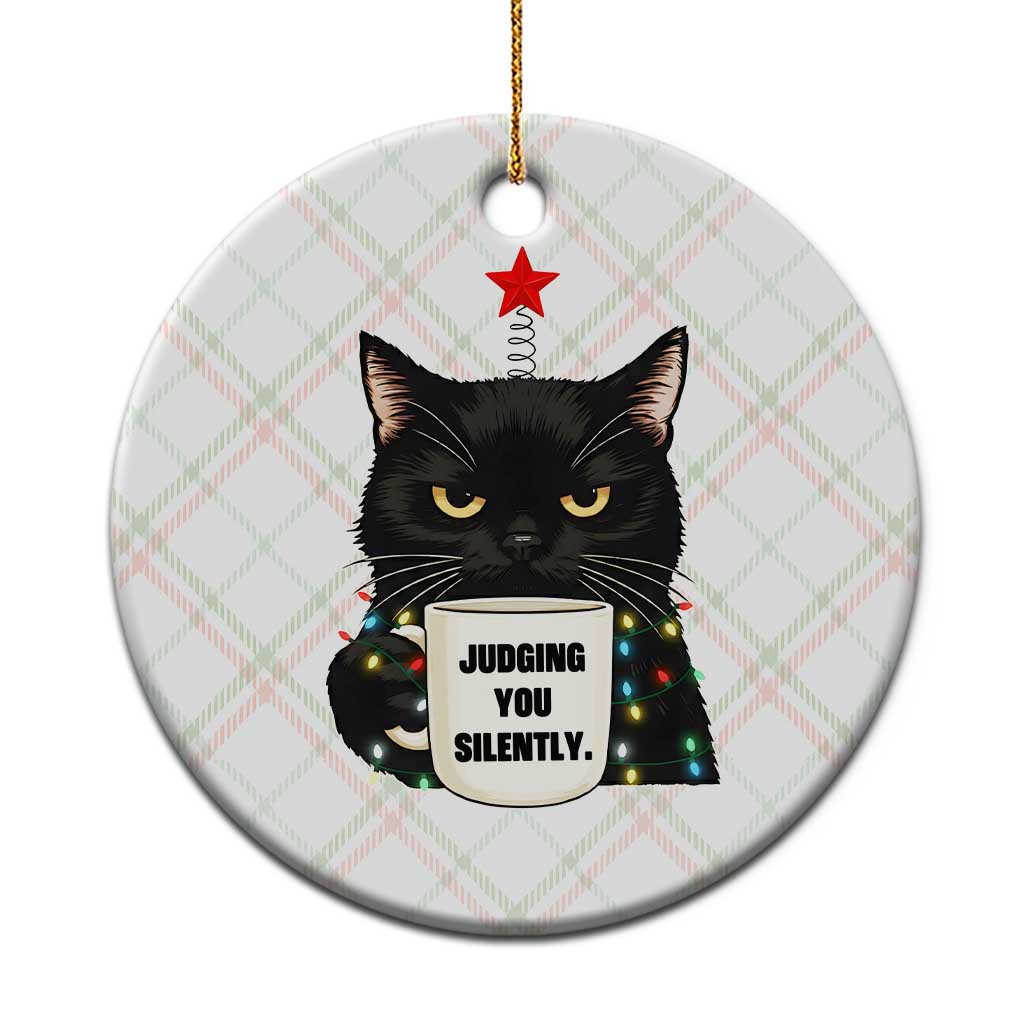 Funny Black Cat Christmas Ceramic Ornament Judging You Silently TS14 1pc Christmas Plaid Print Your Wear