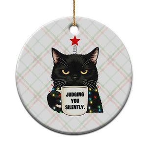 Funny Black Cat Christmas Ceramic Ornament Judging You Silently TS14 1pc Christmas Plaid Print Your Wear