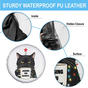 Funny Black Cat Christmas Spare Tire Cover Judging You Silently TS14 Print Your Wear