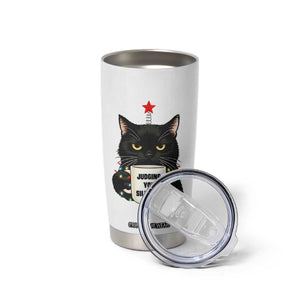 Funny Black Cat Christmas Tumbler Cup Judging You Silently TS14 Print Your Wear