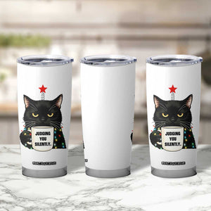 Funny Black Cat Christmas Tumbler Cup Judging You Silently TS14 Print Your Wear