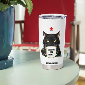 Funny Black Cat Christmas Tumbler Cup Judging You Silently TS14 Print Your Wear