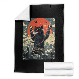 Japanese Cat Christmas Throw Blanket Funny Kitten Kitty Cat Lover TS14 Black Print Your Wear