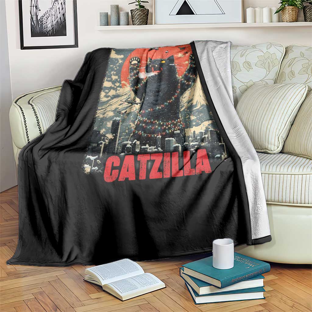 Catzilla Christmas Throw Blanket Japanese Cat Lover Kitty TS14 Print Your Wear