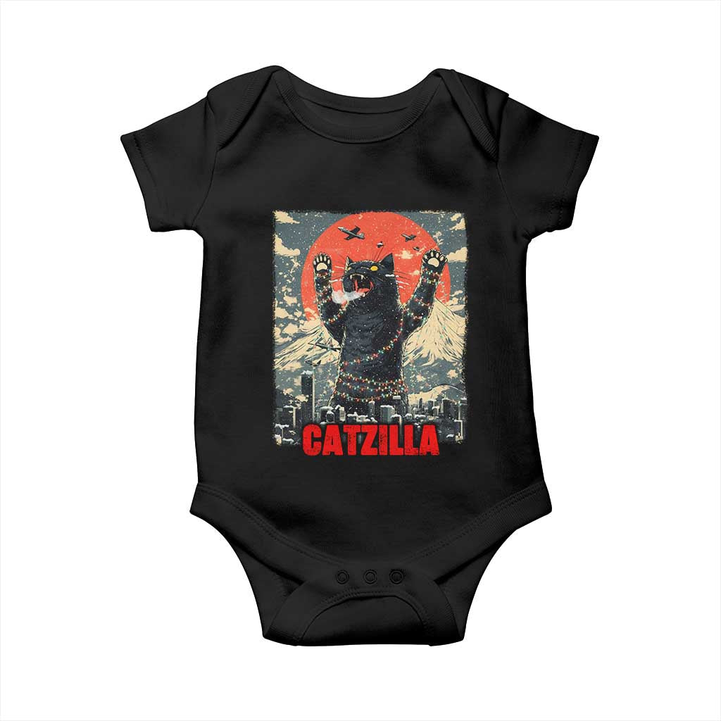 Catzilla Christmas Baby Onesie Japanese Cat Lover Kitty TS14 Black Print Your Wear
