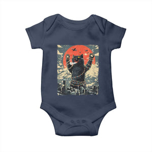 Japanese Cat Christmas Baby Onesie Funny Kitten Kitty Cat Lover TS14 Navy Print Your Wear