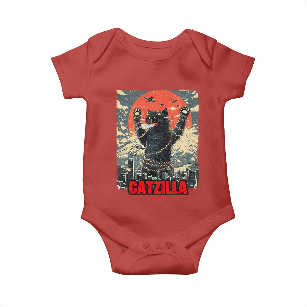 Catzilla Christmas Baby Onesie Japanese Cat Lover Kitty TS14 Red Print Your Wear