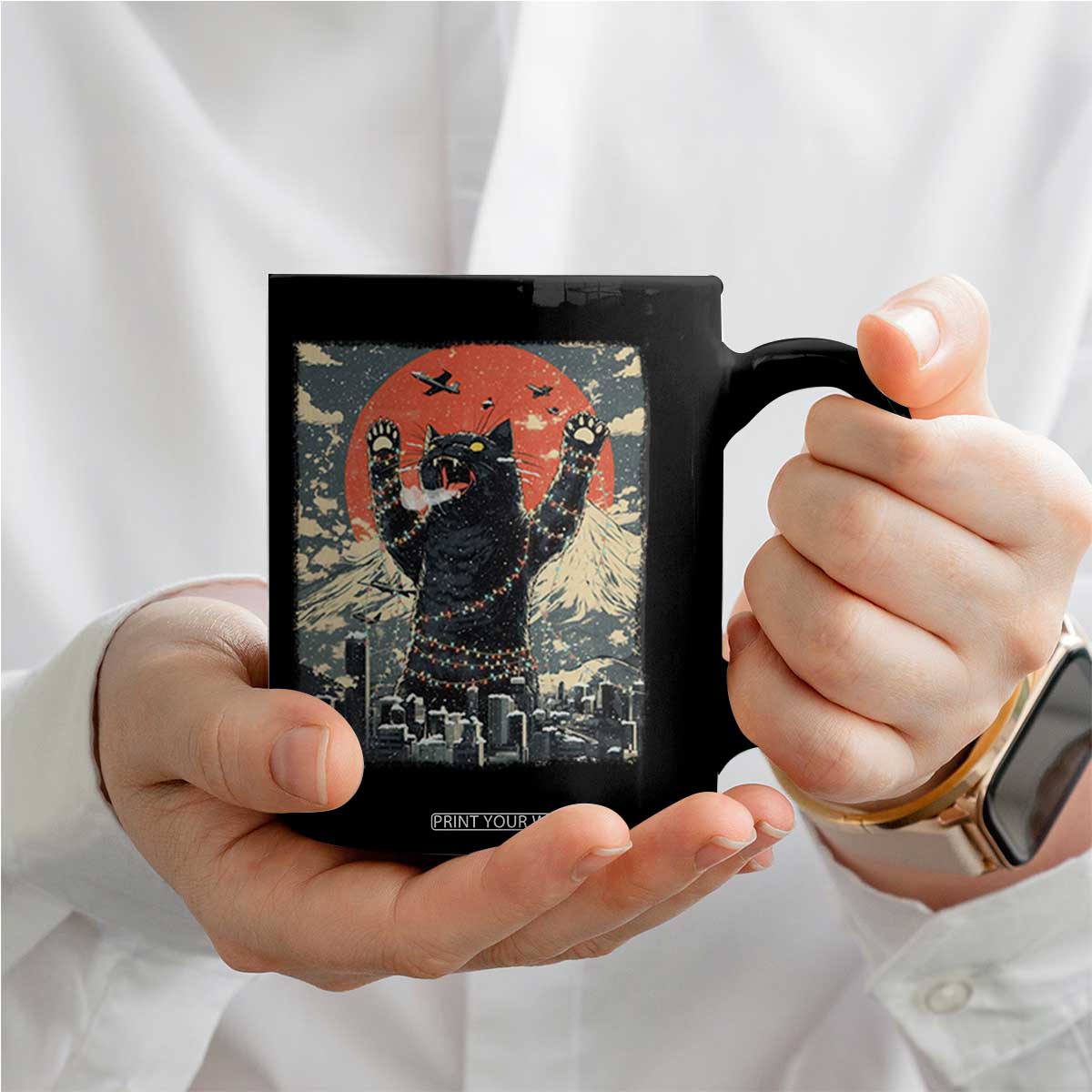 Japanese Cat Christmas Coffee Mug Funny Kitten Kitty Cat Lover TS14 Print Your Wear
