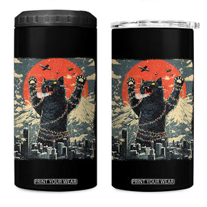 Japanese Cat Christmas 4 in 1 Can Cooler Tumbler Funny Kitten Kitty Cat Lover TS14 One Size: 16 oz Black Print Your Wear