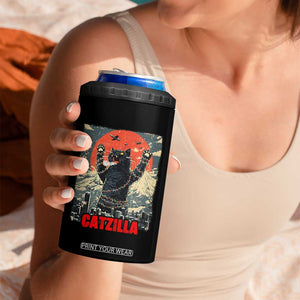 Catzilla Christmas 4 in 1 Can Cooler Tumbler Japanese Cat Lover Kitty TS14 Print Your Wear