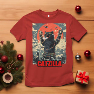 Catzilla Christmas T Shirt Japanese Cat Lover Kitty TS14 Red Print Your Wear