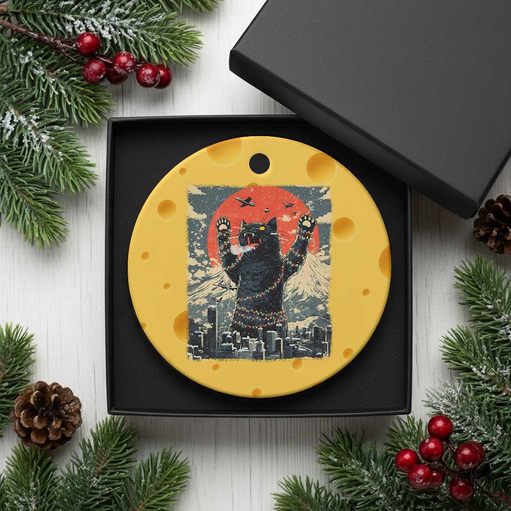 Japanese Cat Christmas Ceramic Ornament Funny Kitten Kitty Cat Lover TS14 1pc Yellow Cheese Print Your Wear