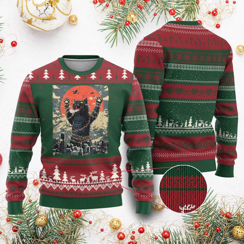 Japanese Cat Christmas Ugly Christmas Sweater Funny Kitten Kitty Cat Lover TS14 Red Green Print Your Wear