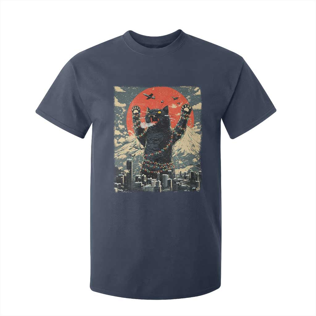 Japanese Cat Christmas T Shirt For Kid Funny Kitten Kitty Cat Lover TS14 Navy Print Your Wear