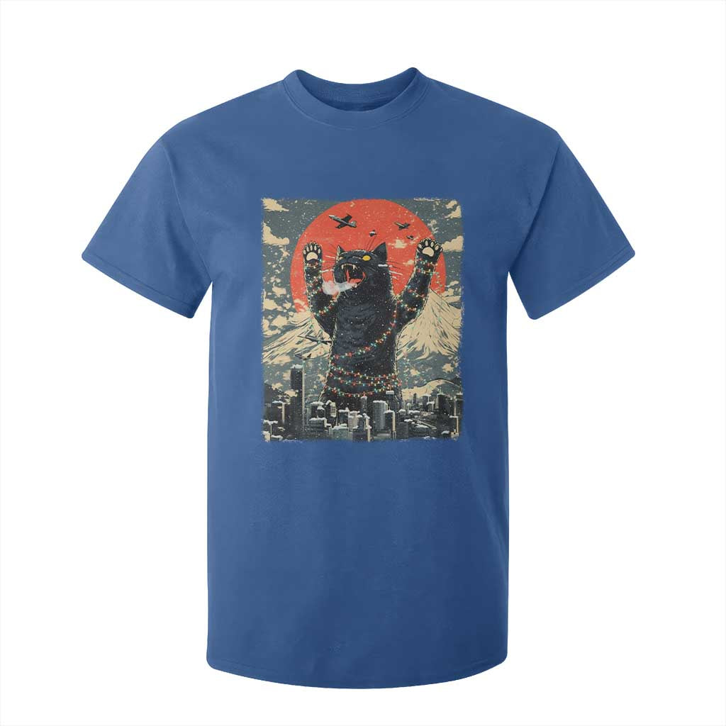 Japanese Cat Christmas T Shirt For Kid Funny Kitten Kitty Cat Lover TS14 Royal Blue Print Your Wear