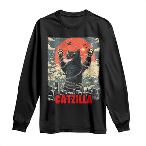 Catzilla Christmas Long Sleeve Shirt Japanese Cat Lover Kitty TS14 Black Print Your Wear
