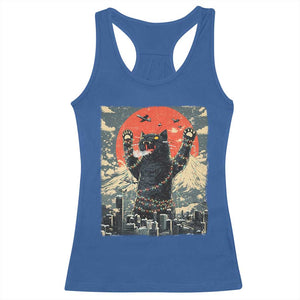 Japanese Cat Christmas Racerback Tank Top Funny Kitten Kitty Cat Lover TS14 Royal Blue Print Your Wear