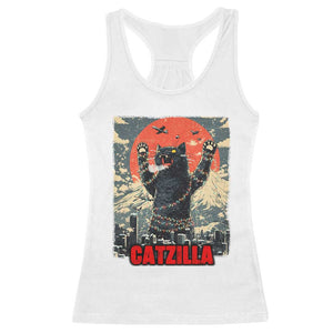 Catzilla Christmas Racerback Tank Top Japanese Cat Lover Kitty TS14 White Print Your Wear