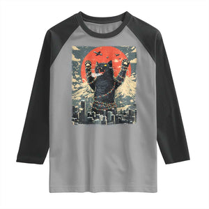Japanese Cat Christmas Raglan Shirt Funny Kitten Kitty Cat Lover TS14 Sport Gray Black Print Your Wear