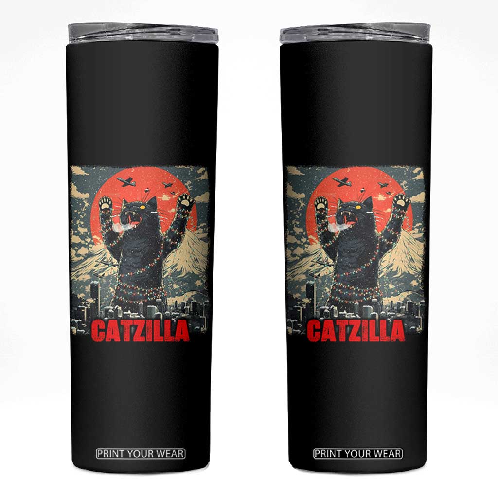 Catzilla Christmas Skinny Tumbler Japanese Cat Lover Kitty TS14 Black Print Your Wear