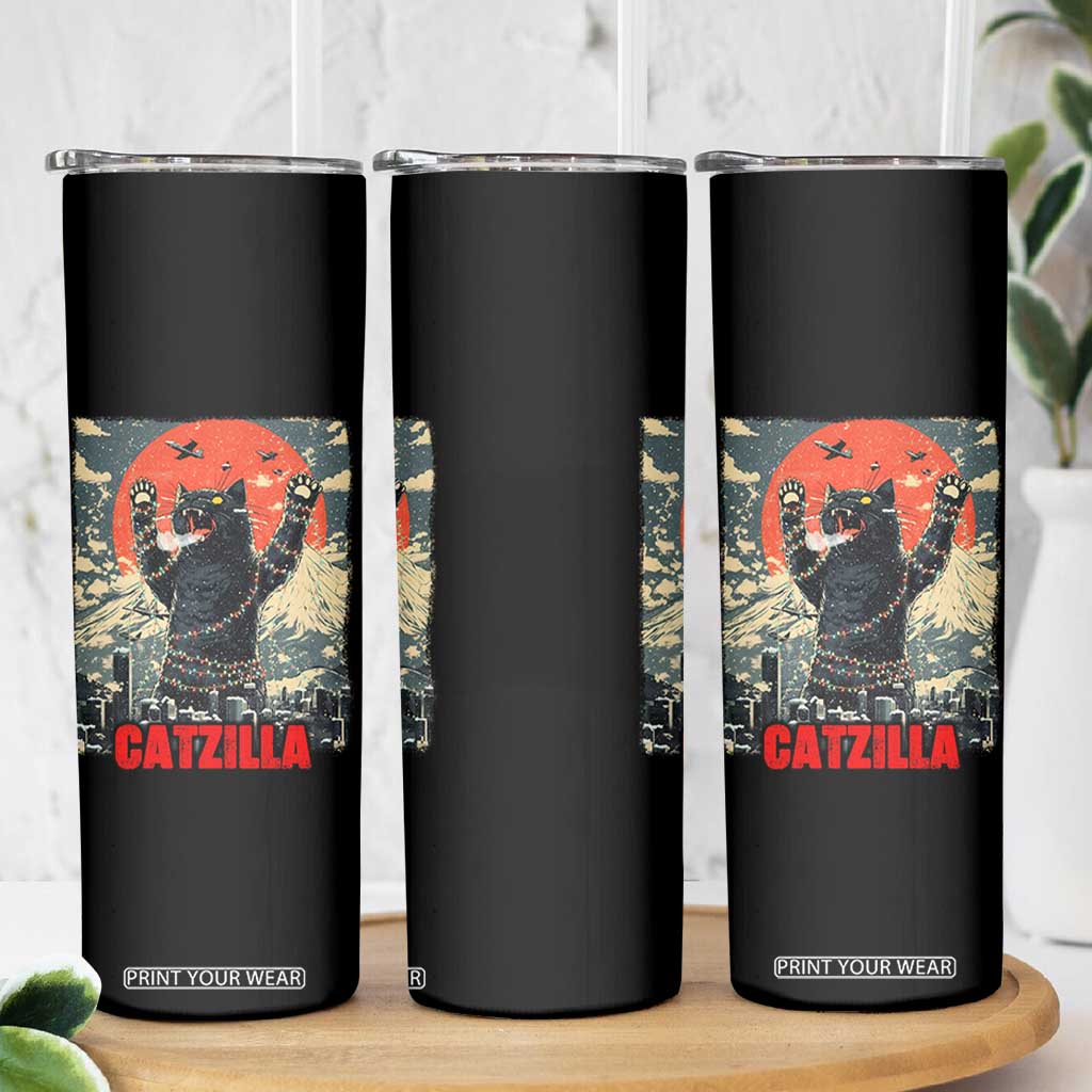 Catzilla Christmas Skinny Tumbler Japanese Cat Lover Kitty TS14 Print Your Wear