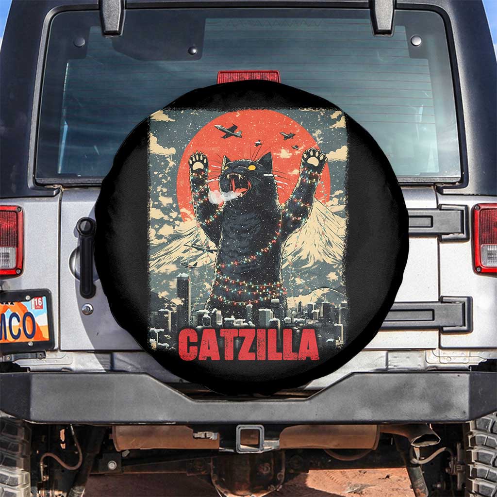 Catzilla Christmas Spare Tire Cover Japanese Cat Lover Kitty - Print Your Wear