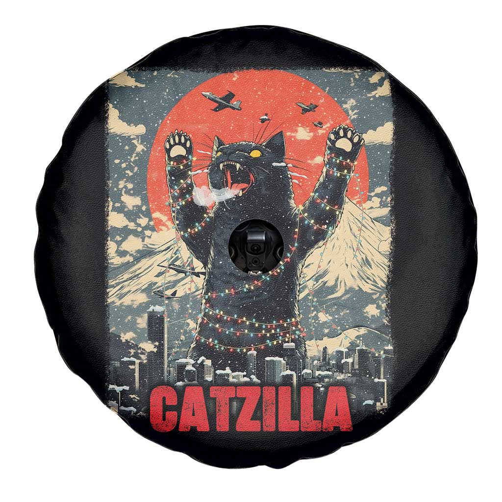 Catzilla Christmas Spare Tire Cover Japanese Cat Lover Kitty - Print Your Wear