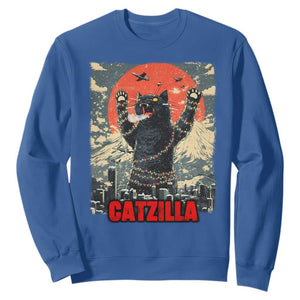 Catzilla Christmas Sweatshirt Japanese Cat Lover Kitty TS14 Royal Blue Print Your Wear
