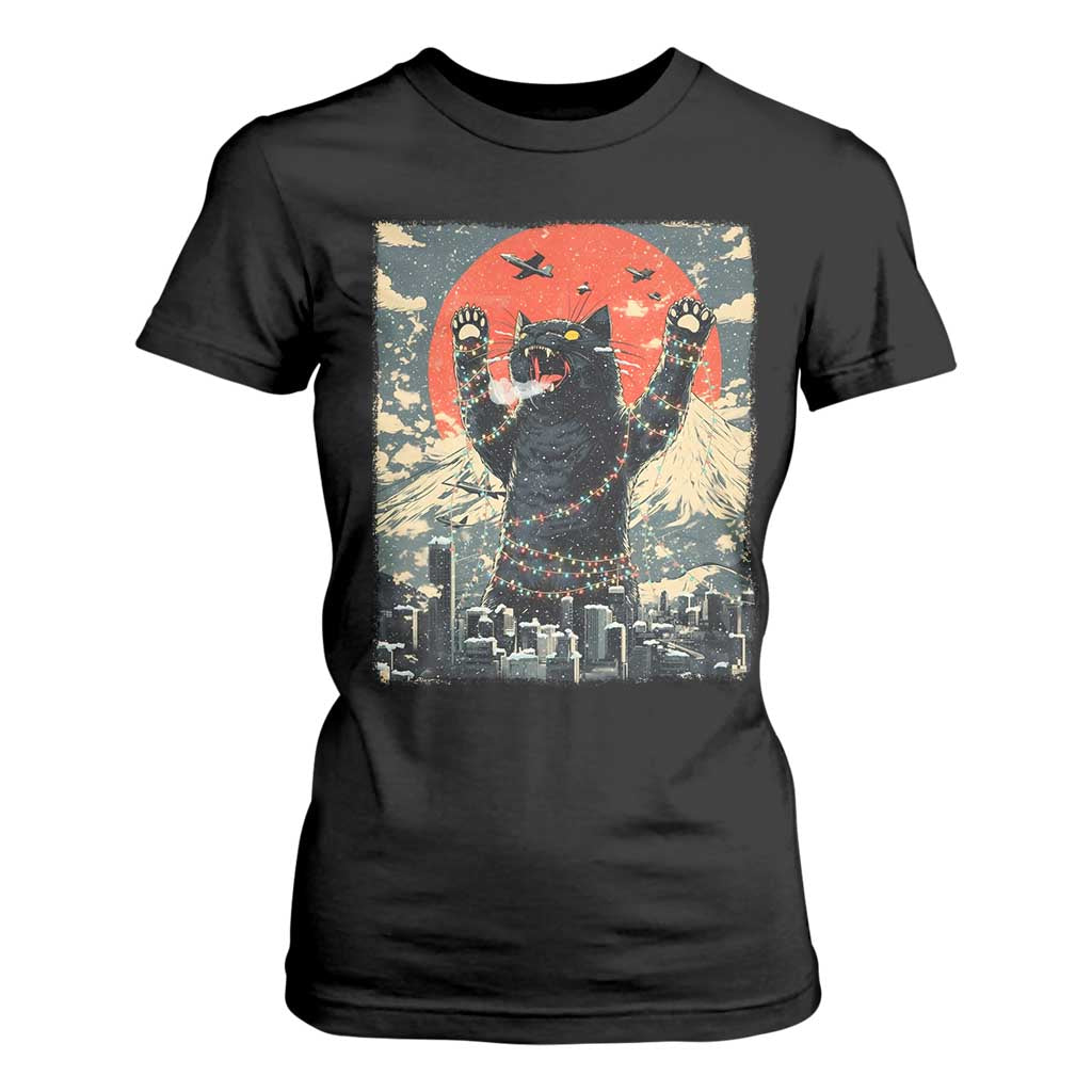 Japanese Cat Christmas T Shirt For Women Funny Kitten Kitty Cat Lover TS14 Black Print Your Wear