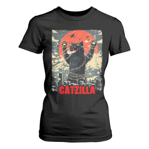 Catzilla Christmas T Shirt For Women Japanese Cat Lover Kitty TS14 Black Print Your Wear