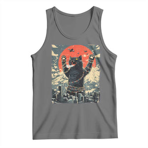 Japanese Cat Christmas Tank Top Funny Kitten Kitty Cat Lover TS14 Black Heather Print Your Wear
