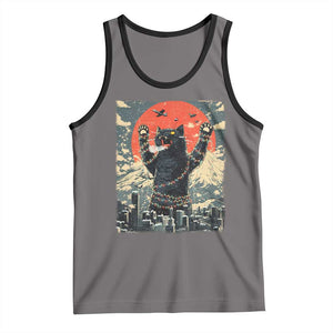 Japanese Cat Christmas Tank Top Funny Kitten Kitty Cat Lover TS14 Deep Heather Black Print Your Wear