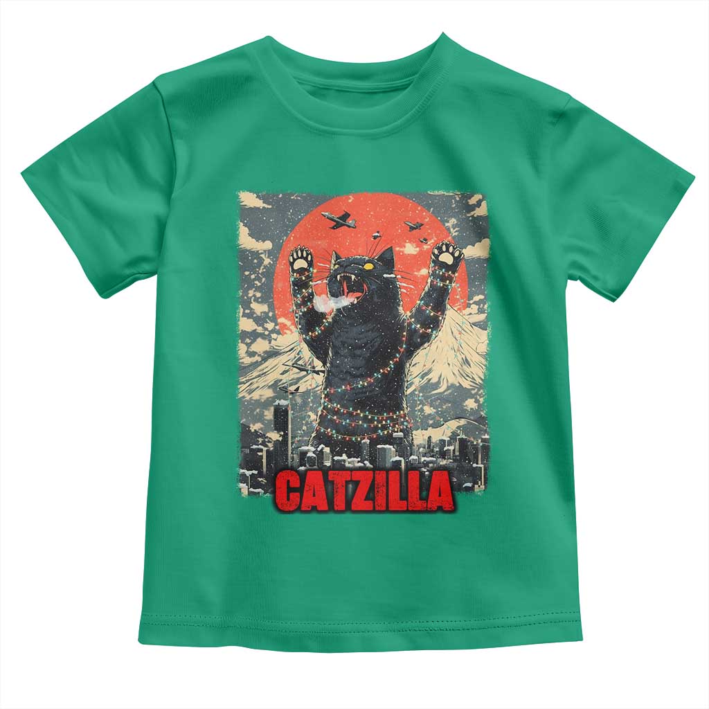 Catzilla Christmas Toddler T Shirt Japanese Cat Lover Kitty TS14 Irish Green Print Your Wear
