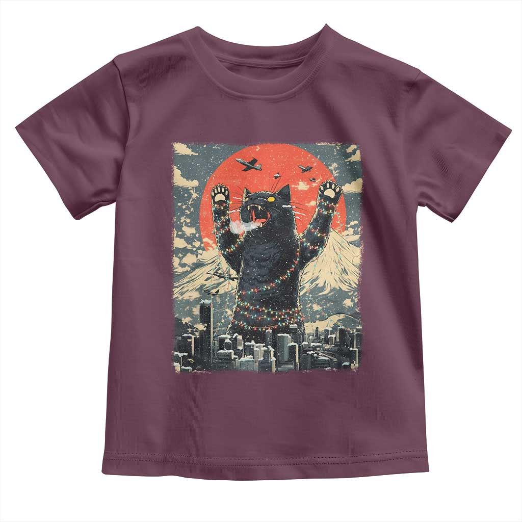 Japanese Cat Christmas Toddler T Shirt Funny Kitten Kitty Cat Lover TS14 Maroon Print Your Wear