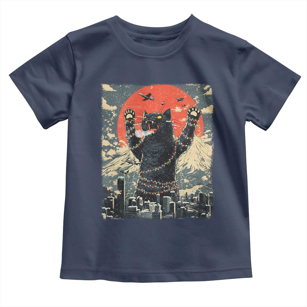 Japanese Cat Christmas Toddler T Shirt Funny Kitten Kitty Cat Lover TS14 Navy Print Your Wear