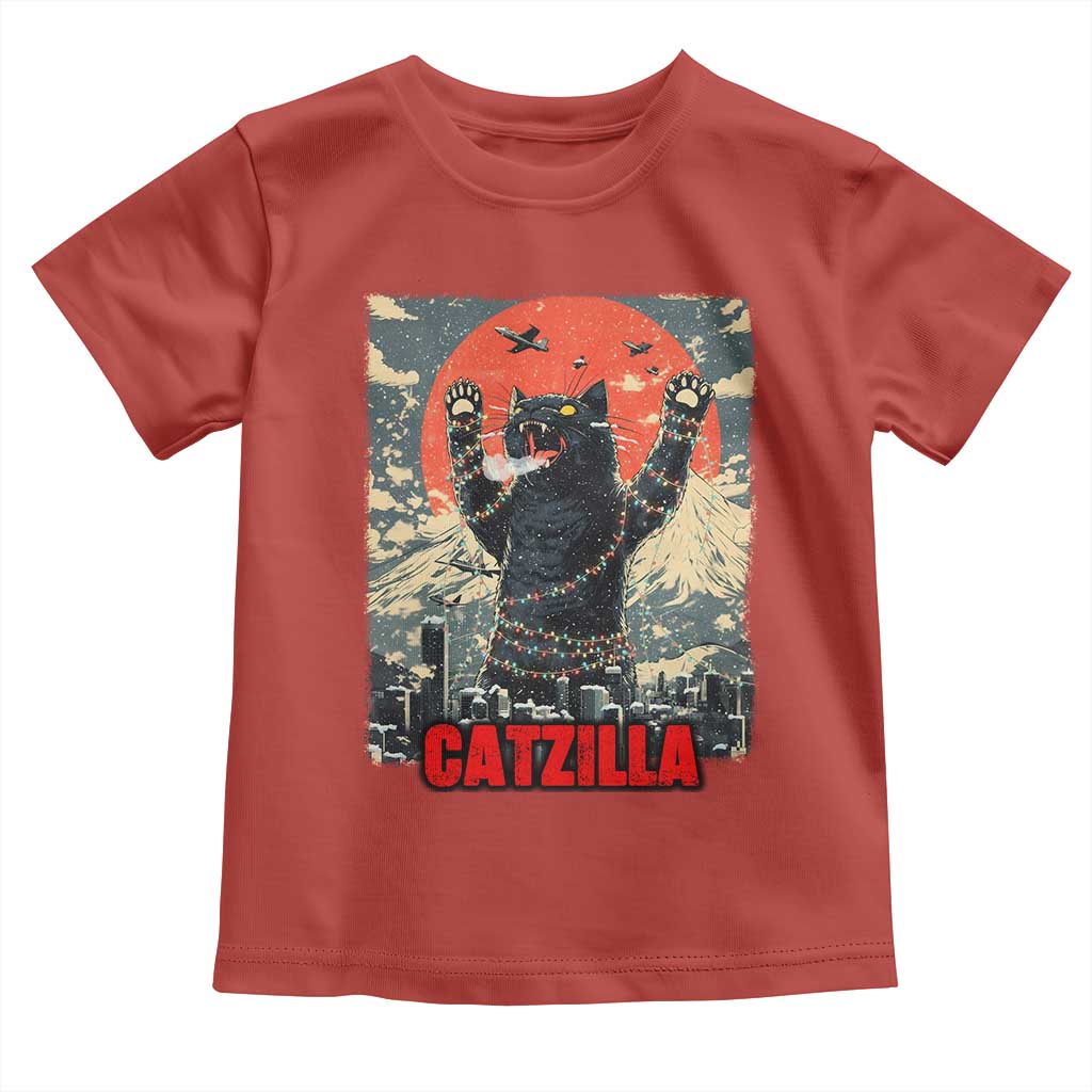 Catzilla Christmas Toddler T Shirt Japanese Cat Lover Kitty TS14 Red Print Your Wear