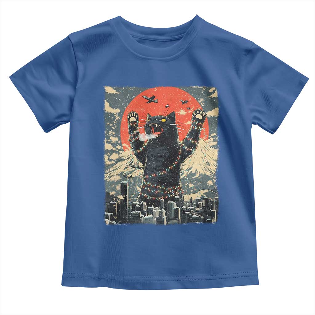 Japanese Cat Christmas Toddler T Shirt Funny Kitten Kitty Cat Lover TS14 Royal Blue Print Your Wear