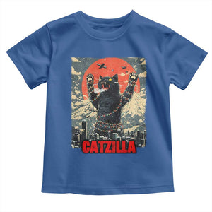 Catzilla Christmas Toddler T Shirt Japanese Cat Lover Kitty TS14 Royal Blue Print Your Wear