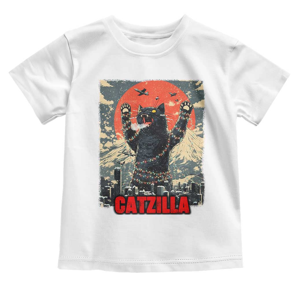 Catzilla Christmas Toddler T Shirt Japanese Cat Lover Kitty TS14 White Print Your Wear