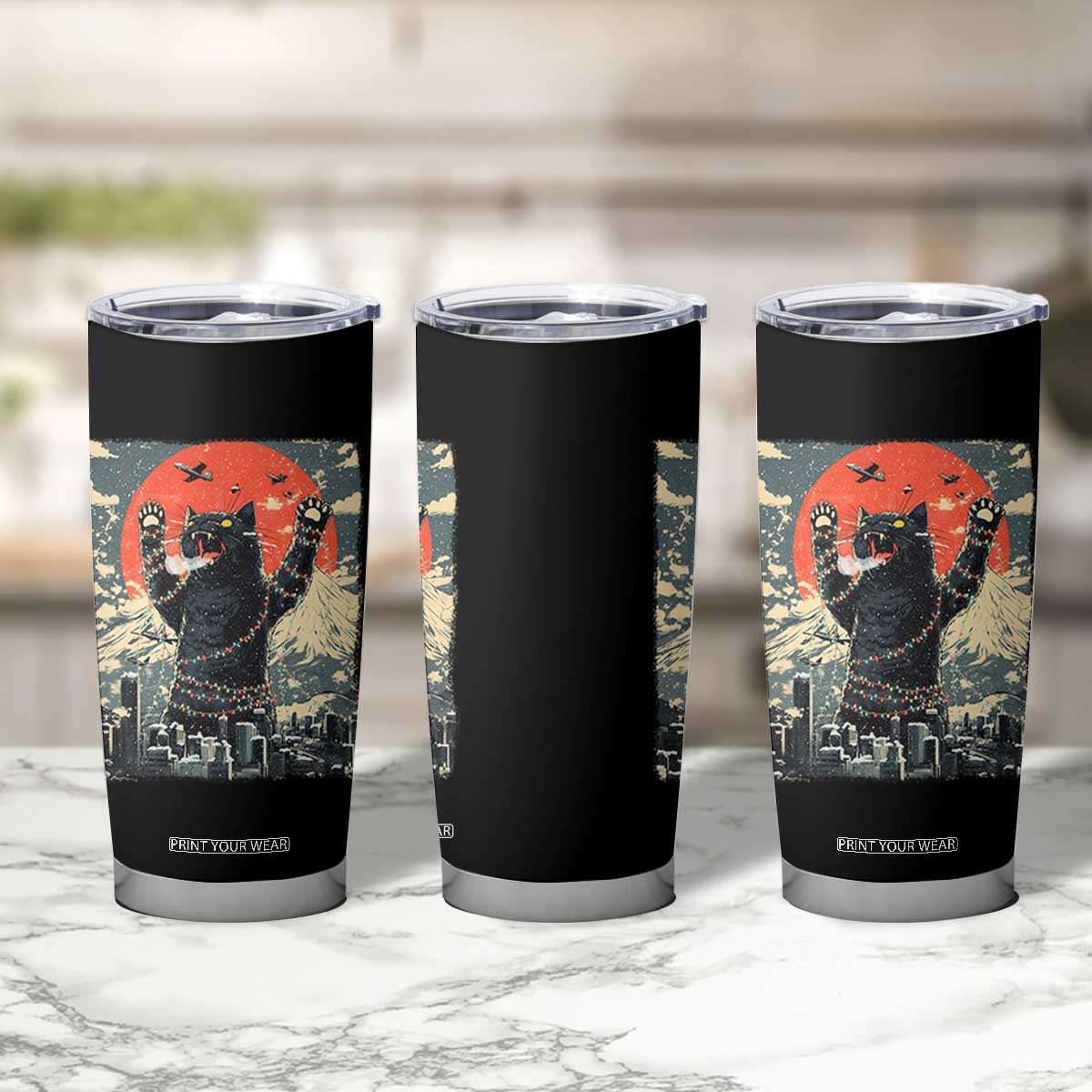 Japanese Cat Christmas Tumbler Cup Funny Kitten Kitty Cat Lover TS14 Print Your Wear