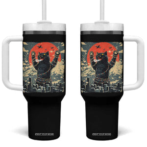 Japanese Cat Christmas Tumbler With Handle Funny Kitten Kitty Cat Lover TS14 One Size: 40 oz Black Print Your Wear