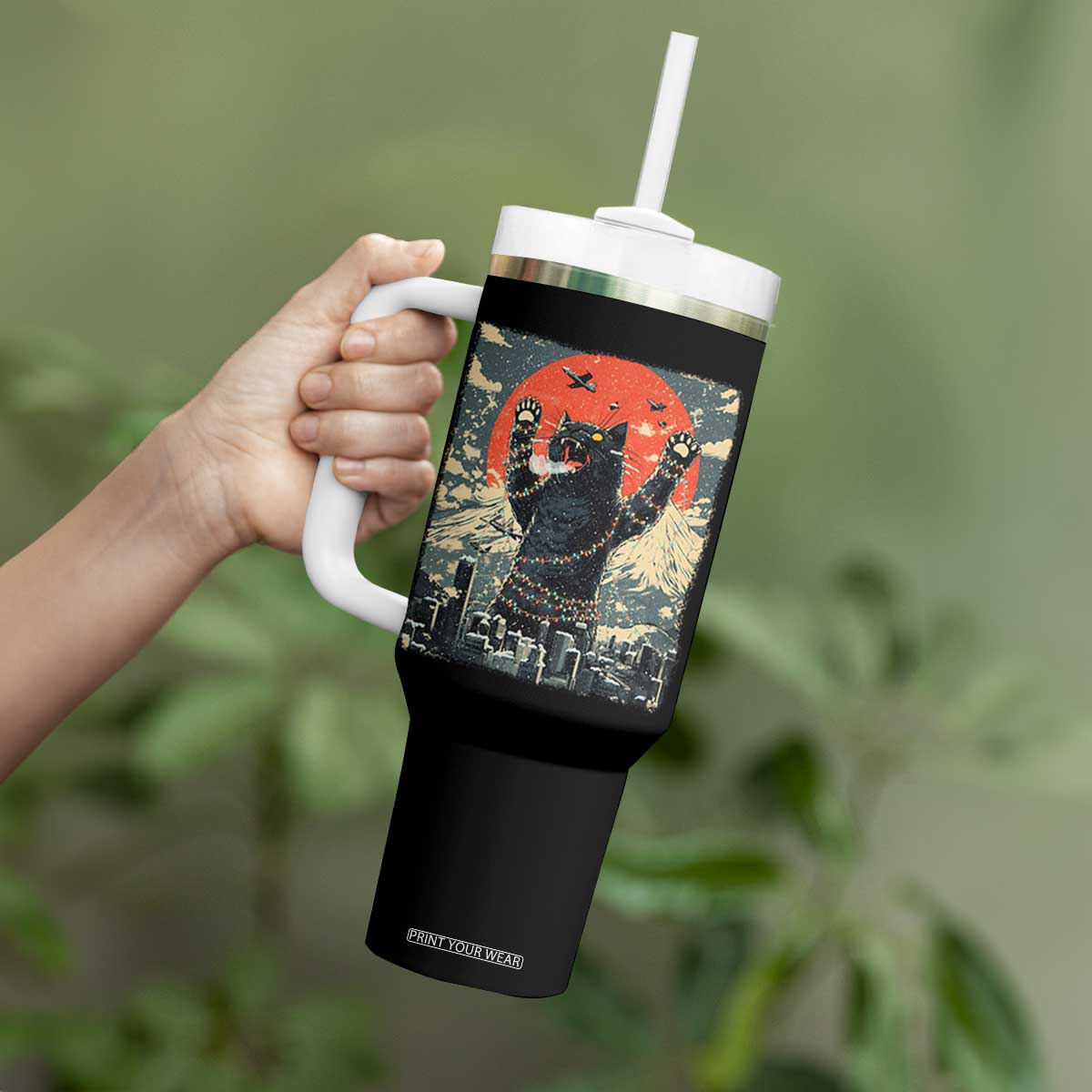 Japanese Cat Christmas Tumbler With Handle Funny Kitten Kitty Cat Lover TS14 Print Your Wear